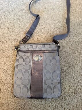 Coach Neutral Signature Crossbody with Metallic Bronze Panel